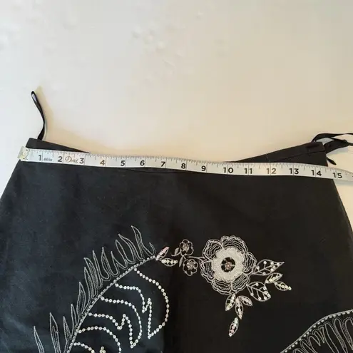 Anne Carson VTG Skirt Sz 10 Silk Linen Embroidered Sequins Festival Fairygrunge