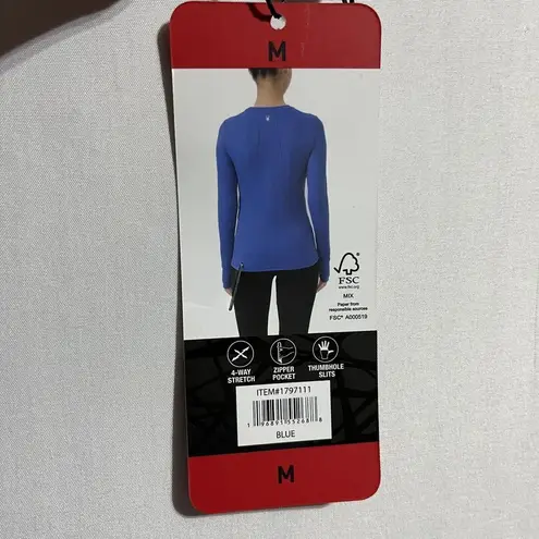 Spyder Active Top Womens Medium Blue Nylon Stretch Side Zip Long Sleeve Pullover