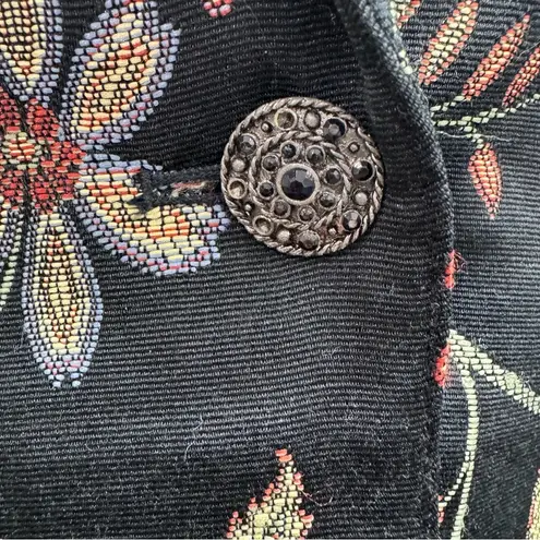 August Silk Jared Ross Black & Embroidered Boho Flowers Single Button Blazer Jacket Size 8