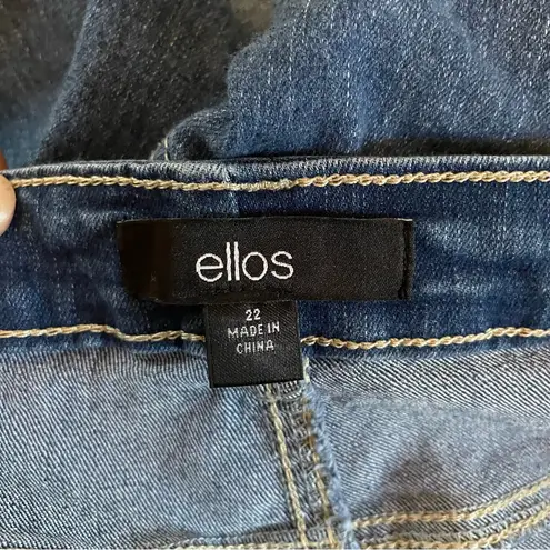 Ellos Womens 22 Jeans High Waisted Raw Hem Plus Size Comfortable Casual Blue