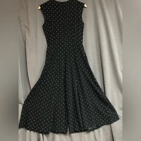 Roz & Ali Rose and Ally size 2 black and white polkadot wide leg flowy jumpsuit