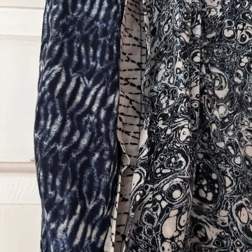 Ulla Johnson Nara Blouse Indigo Patchwork Printed Size 0 XS Statement Sleeves