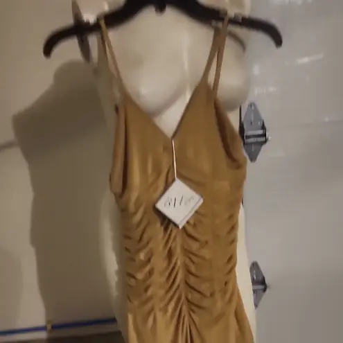 Bite Studios Mettalic Marea Ruched Cotton Blend Terry Midi Dress Size Xs Yellow