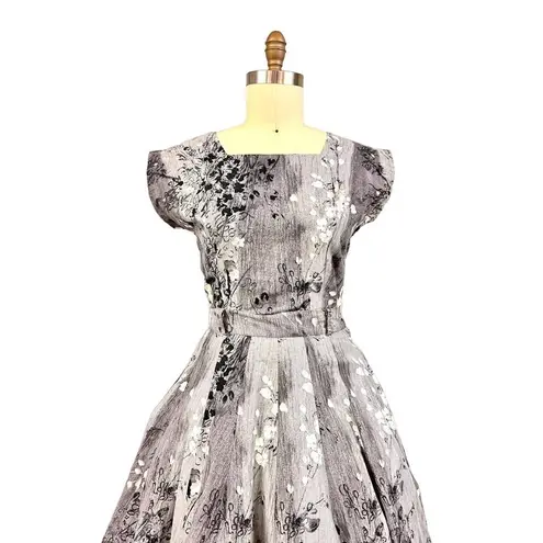 1950s VTG Philmont Sportswear of Miami Grey/Pink Floral Circle Skirt Set M/L Gray Size 12