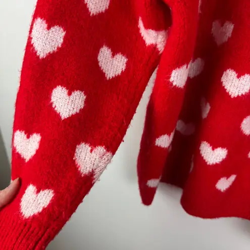 CeCe Red Heart Sweater Sz Small V-Neck Cute Valentine's Day Comfy Knit Pullover