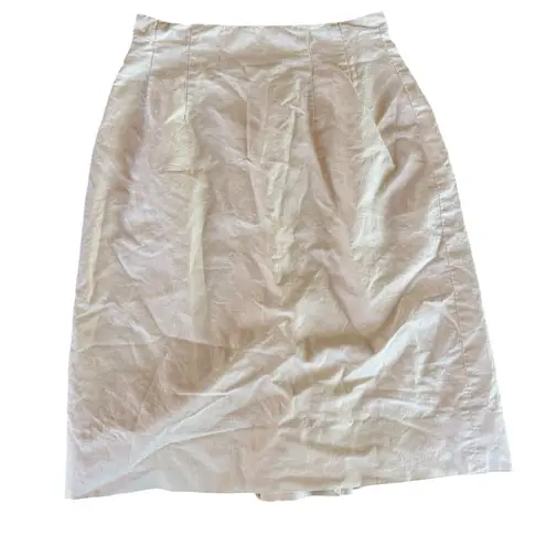 Laura Ashley Vintage 80s  Cream Skirt Lace Embroidered Linen Cotton Knee Length