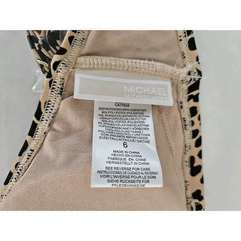 Michael Kors Convertable Cheetah Print Swimsuit Nwt Size 6 Charm Padded Cutouts