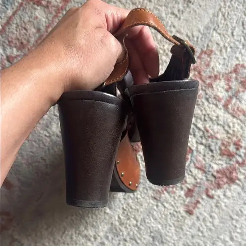 Dansko Brown Sandals 40 Rowena Leather sling back Platform Clog Perforated Boho