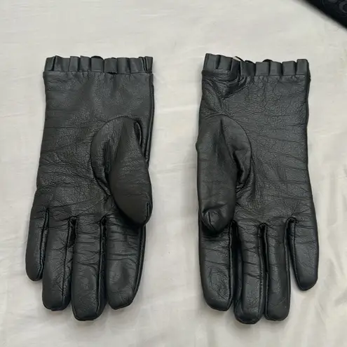 Adrienne Vittadini vintage Black Leather Women's Glove cashmere Lining, XL