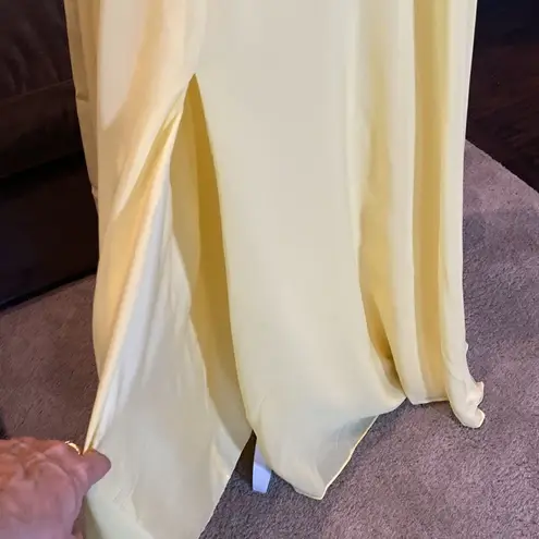 Women’s Yellow Chiffon Full Length Bridesmaid Prom Dress Corset Back Size 10 Yellow