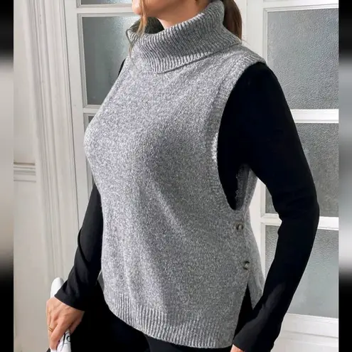 SheIn 🆕‎ Womens Plus 3X Gray Sweater Vest Turtleneck NEW
