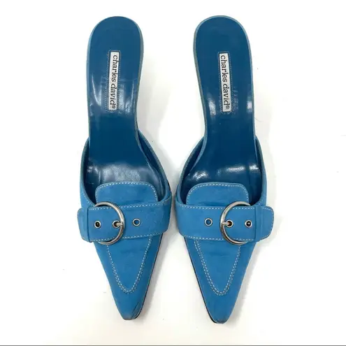 Charles David turquoise suede slides, size 8.5, made in Spain thumbnail 5