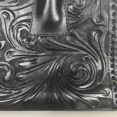 Mauzari Sayulita Black Hand Tooled Shoulder Bag 100% Genuine Leather Western