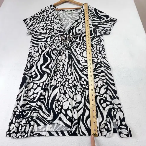 Swimsuits for All Women's Beach Coverup Tunic Plus Sz 14/16 Black White Kaftan