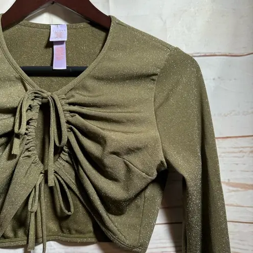 Savage X Fenty • Crop Top • Long Sleeve • Green Sparkle • Medium