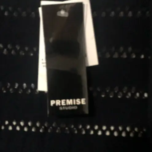 Premise Studio Womens Elbow Sleeve Crochet Open Front Cardigan Black Small NWT