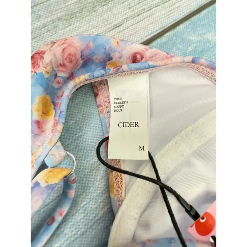 Cider Floral Lace Bikini Top NEW Size Medium Underwire Purple Pastel Swimsuit
