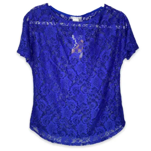 NWT Honey & Lace Valencia Blue Lace Shirt Extra Small Size XS