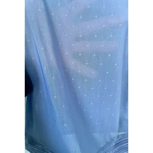 Ladies Zyia Active Periwinkle Blue Sheer Polka Dot Sleeveless Workout Crop Top