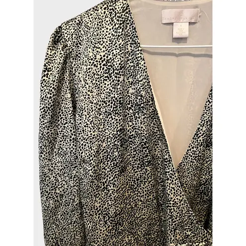 Rachel Parcell  Cheetah Print Long Sleeve Satin Wrap Dress (S)