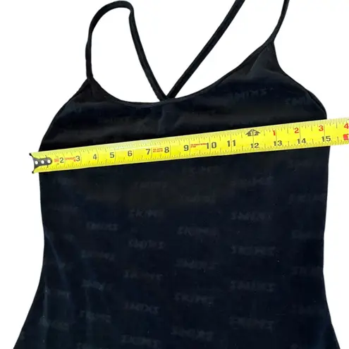SKIMS Logo Velour Slip Dress in Onyx Black Size Large