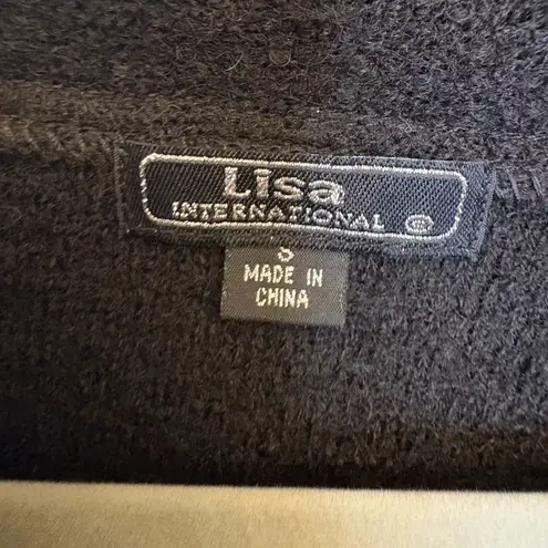 Vintage Wool Christmas Holiday Cardigan Black Embroidered Cardinals Poinsettia S