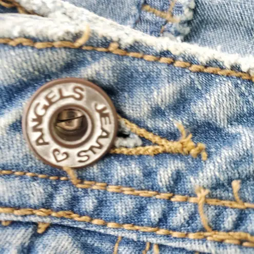 Angel Jeans Strech Embossed wing design with Bling detailing - Rhinestone rivets