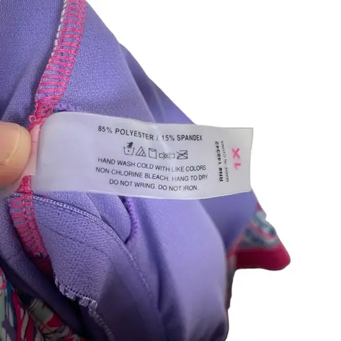 Marilyn Monroe NWT Ruffle Botanical One Piece Swim Suit in Pink/Blue Size 1X