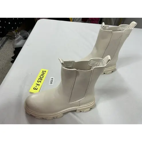 Dream Paris Womans Dream Pairs Pullon Ankle Boots 8.5 Cream Chunky Heel Elastic Ankle NWOT - Image 3