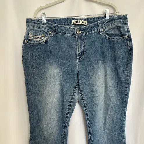 Zanadi Embellished Jeans Fleur de Lis Pockets‎ Bootcut Denim Blue Women Plus 16 Size 16W