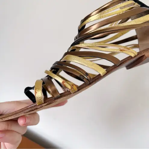 Jimmy Choo • Chaya gladiator sandals gold black bronze metallic strappy cage