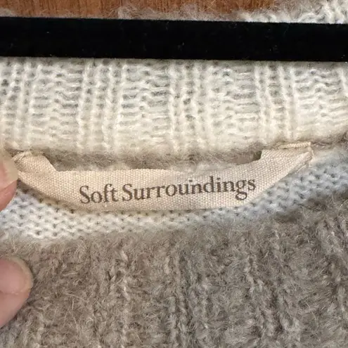 Soft Surroundings Wool/Alpaca Blend Tan/White Sweater Size M/L