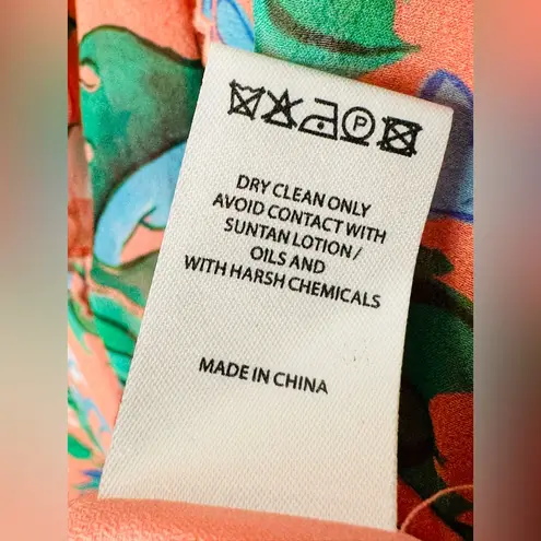 Saloni Orange Tilly Silk Ruffle Floral Sleeveless Dress Size 0