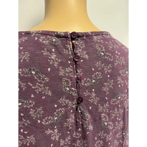 Fat Face UK Purple Floral Short Sleeve Shift Dress Size 12 Boho Pockets