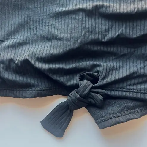 NWT Salt + Cove Ribbed Tie Front Tank Bikini Top Black Junior's Plus Size 1 NEW