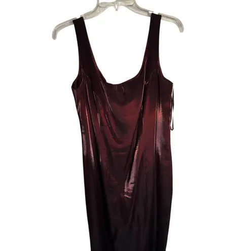 Alex Evenings Women Burgundy Metallic Jacquard 2 Pc Jacket Dress Set Size 14