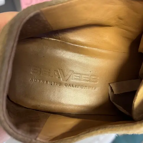 Seavees  Authentic California Suede Wedge Platform Shoes Women 8.5 Tan Lace Up