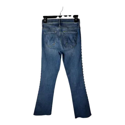 MOTHER Jeans Women 24 Blue Denim The Insider Crop Step Fray Rough Stud Designer