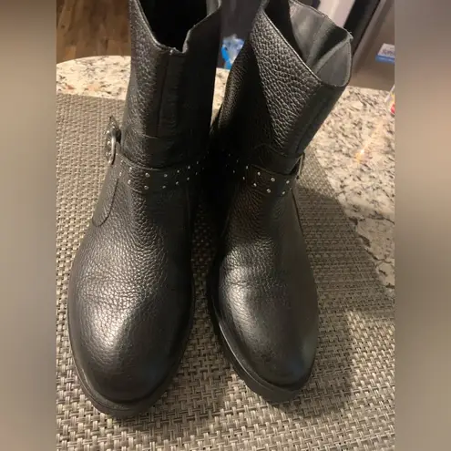 Karen Millen Women's biker moto Black Leather Ankle boot classic spring leather