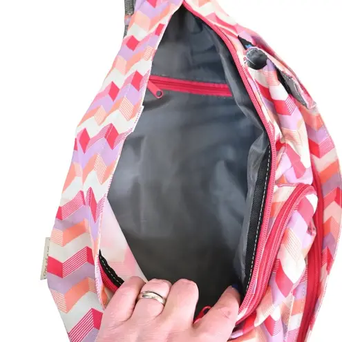 KAVU Chevron Pattern Crossbody Rope Strap Satchel Sling Bag