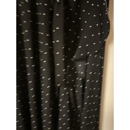 Adrienne Vittadini Women's Size Large Black With Polka Dots Wrap A/ruffle Skirt