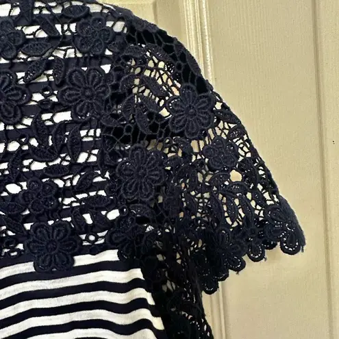 Charter Club striped lace detail short sleeved T shirt