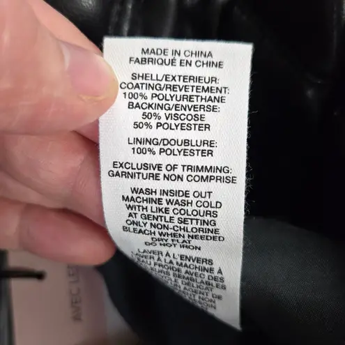 Avec Les Filles Black Faux Leather Belted High Rise Straight Pants Size Medium