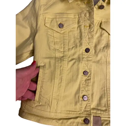 Pilcro and the Letterpress Anthropologie Pilcro and the Letterpress Yellow Denim Jacket Size Large Petite