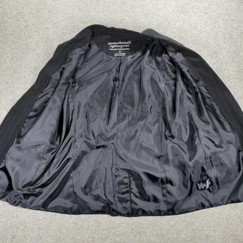 Norma Kamali Vintage Norma Kamali Boyfriend Suit Jacket Womens 16 Black Gray Pin Striped