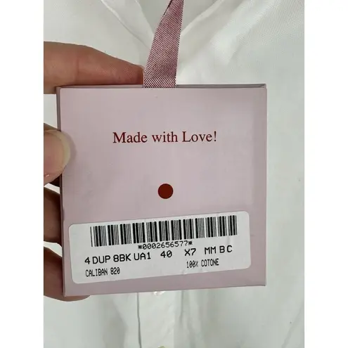 820 I Caliban Women's Short Sleeve Button Up Shirt Dress Size 40 Medium White