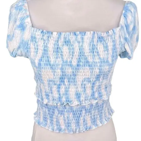 Lush Clothing NEW Lush Women's Size Large Blue Swirl Smocked Cropped Top