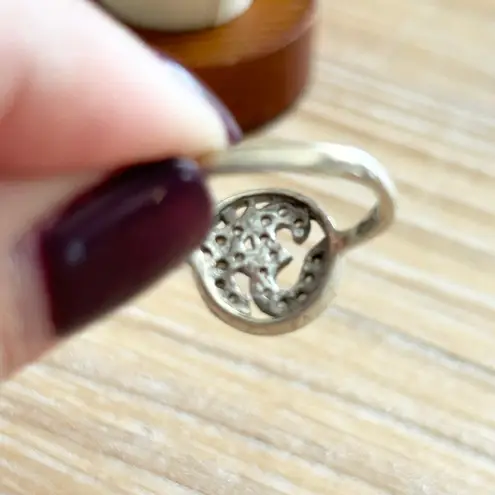 Sterling Silver 925 Om Symbol Ring Cz Paved Round Statement Ring Size 6.5