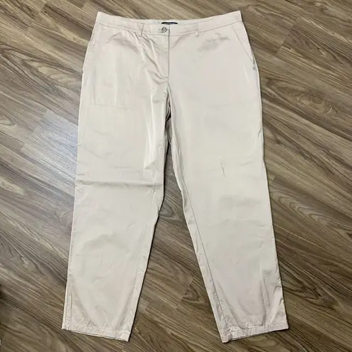 Lafayette 148 New York Size 16 Fulton Champagne Beige Shiny Pant Pockets Women's