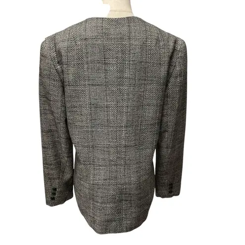 Barclay Square Women's Sz 10 Plaid Flecked Wool Silk Blazer Jacket Career Office Gray